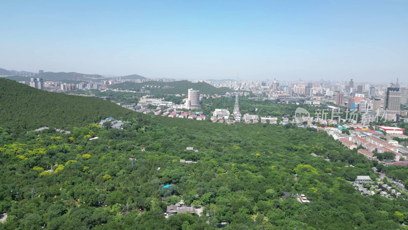 航拍山东济南千佛山风景区