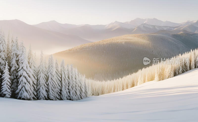 冬季森林白雪覆盖风景