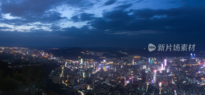 甘肃兰州夏天城市繁华夜晚全景风光