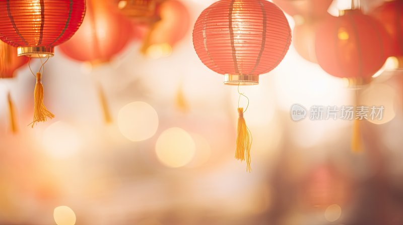 喜庆新春，唯美中国灯笼背景