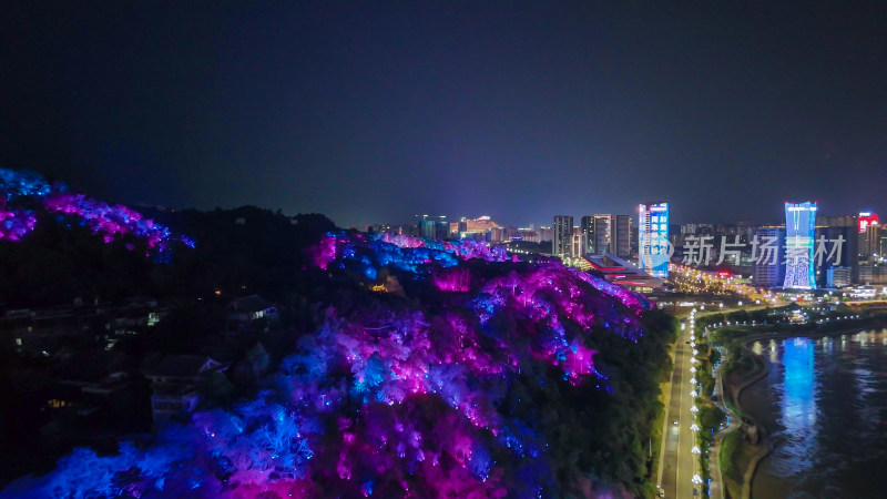 航拍四川宜宾夜景宜宾城市风光摄影图