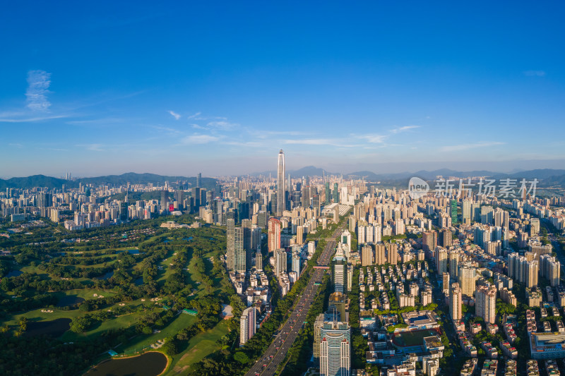 航拍广东深圳福田中心天际线全景 深圳地标