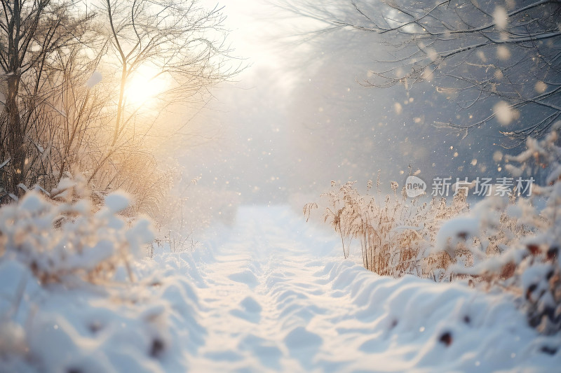 冬天风景大雪背景天空