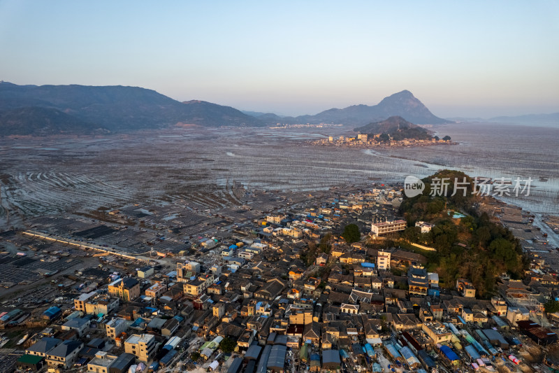 福建霞浦海岛海边滩涂日落晚霞自然风光