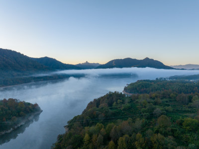 徽州黄山黟县皖南徽派建筑秋色奇墅湖仙境