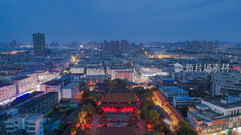 四川德阳文庙夜景航拍