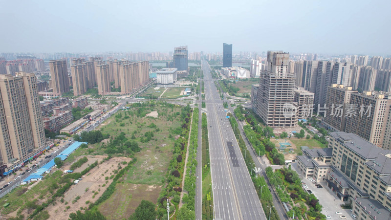 航拍河南开封城市建设郑开大道