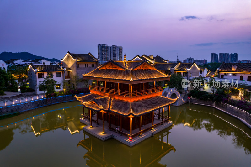 广西崇左市太平府夜景天平古城夜景航拍