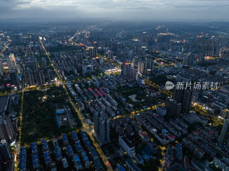 日落蓝调晚霞 航拍湖南衡阳开发区 城市风光