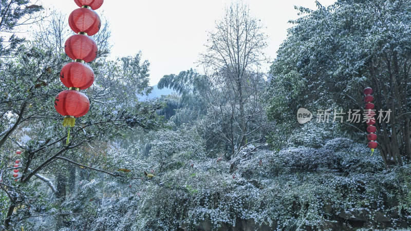 杭州飞来峰上天竺法喜禅寺冬季下雪