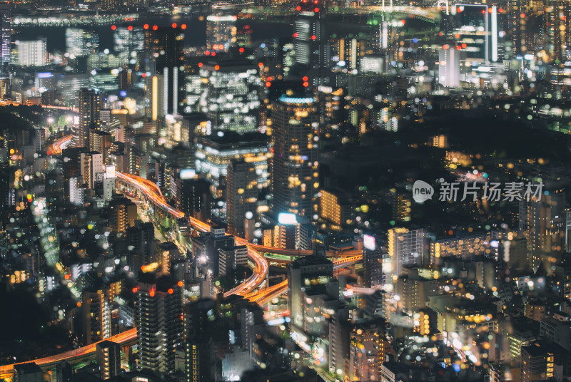 日本东京六本木之丘俯瞰东京市夜晚全景