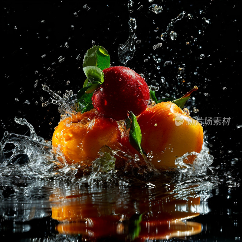 水果入水溅起水花画面