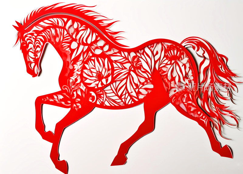 马年喜庆奔腾动感装饰剪纸窗花