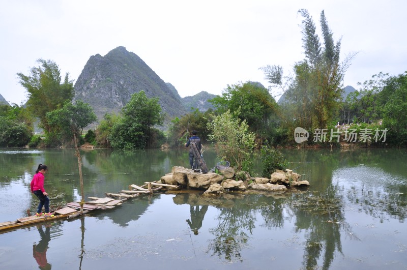 靖西旧州绝美山水倒影风景如画