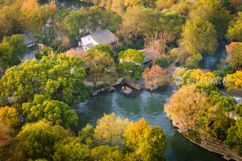 杭州秋天 西溪湿地 手摇船 湿地博物馆