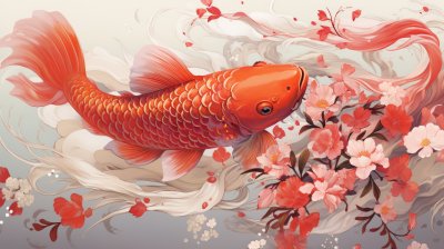 中国传统元素，锦鲤插图