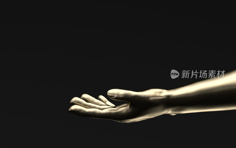 黑色背景下的手臂雕塑 3D渲染