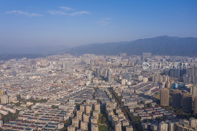 浙江丽水城区风光航拍全景