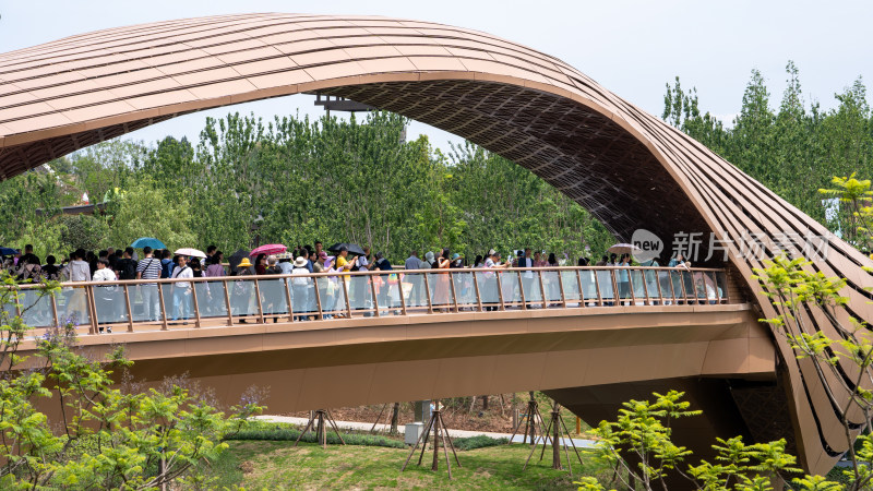 成都世界园艺博览会的园林建筑与游客