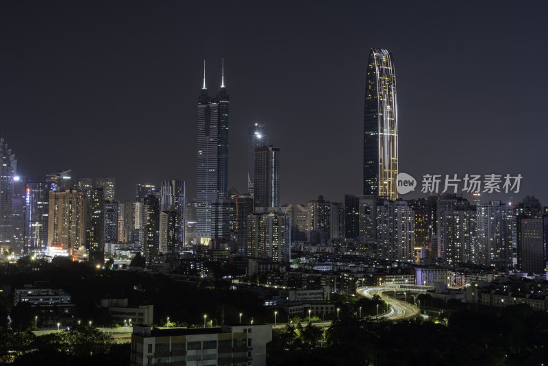 深圳罗湖地王大厦和京基100的夜景