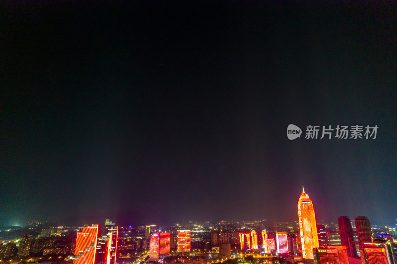 浙江绍兴夜景灯光航拍摄影图