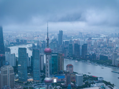 上海台风暴风雨来临前黑云压城航拍