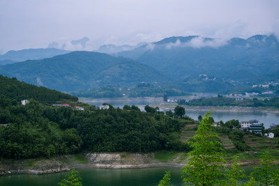 安康瀛湖汉江山水田园风光