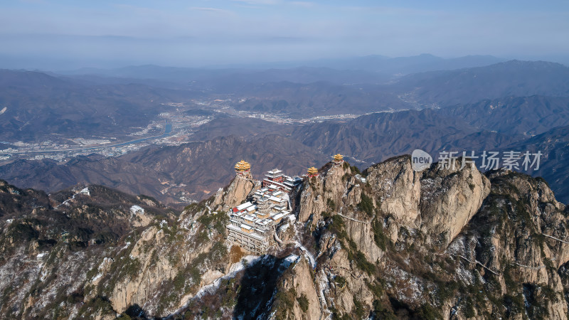 河南老君山飞雪冬季航拍