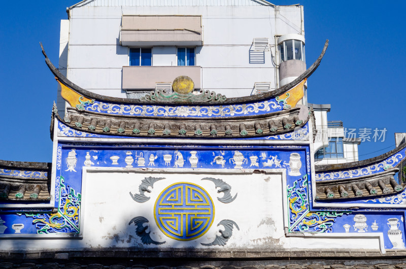 福州林则徐纪念馆传统中式建筑装饰特写