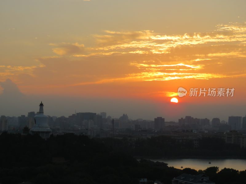 北京景山公园日落风景