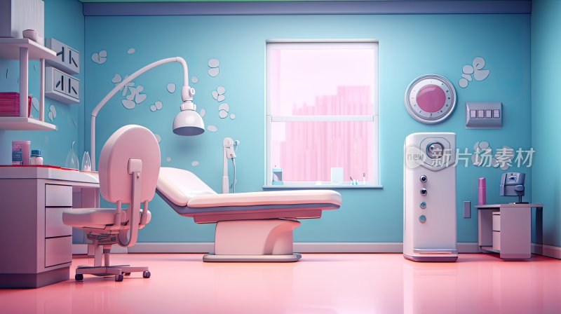 医院场景，病房3D卡通