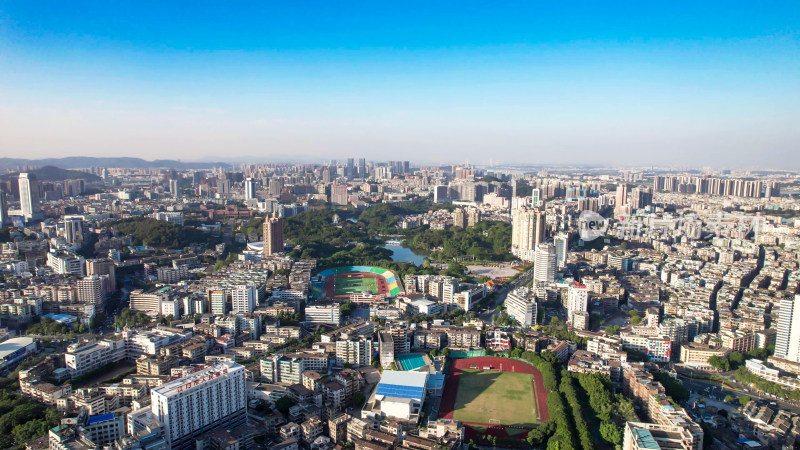 航拍广东江门城市风光城市建设