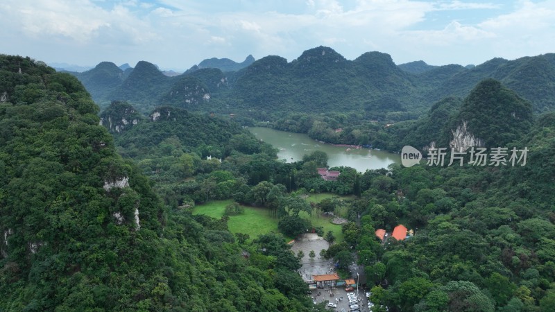 高空航拍广西柳州龙潭公园全景城市风光