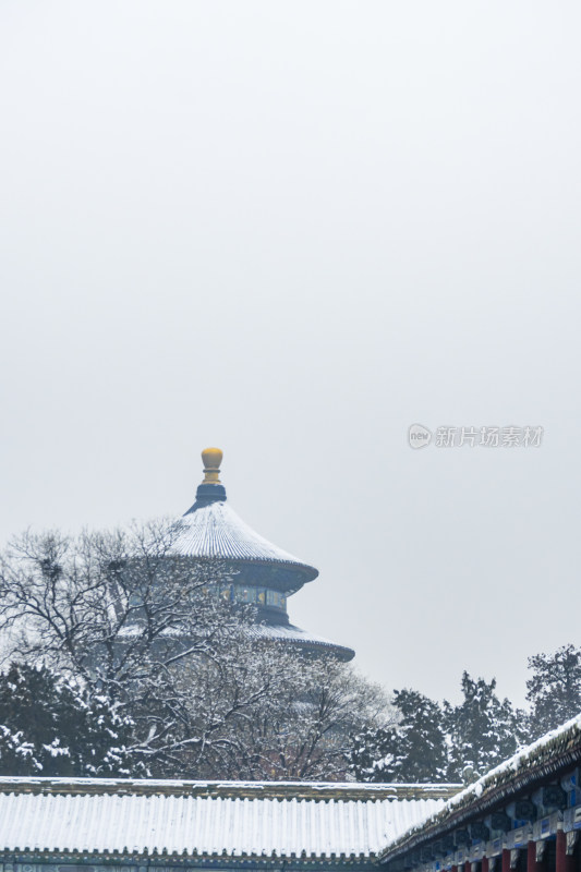 雪中的天坛，尽显古建筑之美